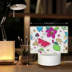 Rectangular Acrylic Night Light, A Colorful Floral Pattern With Leaves And Flowers. -Pattern Diy Shop 2fffe0ae9be91ba061e7ca665900b3421cbe0f1b