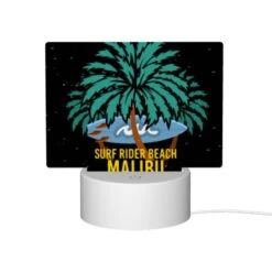Rectangular Acrylic Night Light, A Surfboard Is Floating On A Wave In Front Of A Palm Tree. -Pattern Diy Shop 30890f2bf301cfbd79b00f9e70bf00568b4aff06
