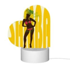 Love Acrylic Night Light, A Woman Wearing A Grass Skirt And A Head Dress Stands In Front Of A Yellow Background. -Pattern Diy Shop 30e576db68730730c6482af8ff09be10ee6a7769