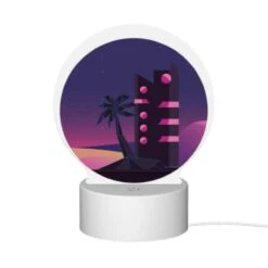 Round Acrylic Night Light, A Tall Building With A Pink And Black Color Scheme Is Lit Up At Night. -Pattern Diy Shop 3386e73229797c650df769367446eeebd346d000