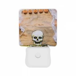 Night Light Set Of 2, A Skeleton Is Surrounded By Pumpkins And Spiders. -Pattern Diy Shop 347b053eb7de7bd62217e282f37d44db3b4c5e3b