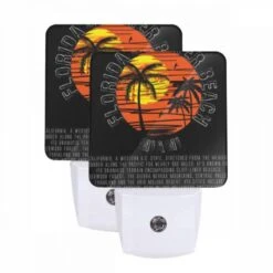 Night Light Set Of 2, A Poster Advertising Florida Beach.