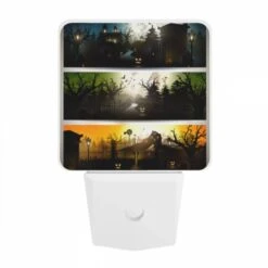 Night Light, Three Different Colored Pictures Of A Haunted House. -Pattern Diy Shop 350f193ac92b1996d407fc91bc80708ea1f7812f