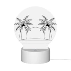 Round Acrylic Night Light, A Black And White Drawing Of A Hat With Two Palm Trees On Either Side. 9 Round Acrylic Night Light, A Black And White Drawing Of A Hat With Two Palm Trees On Either Side. -Pattern Diy Shop 36325a0bcb1429f979044ae0fb1f29ba38f7f692