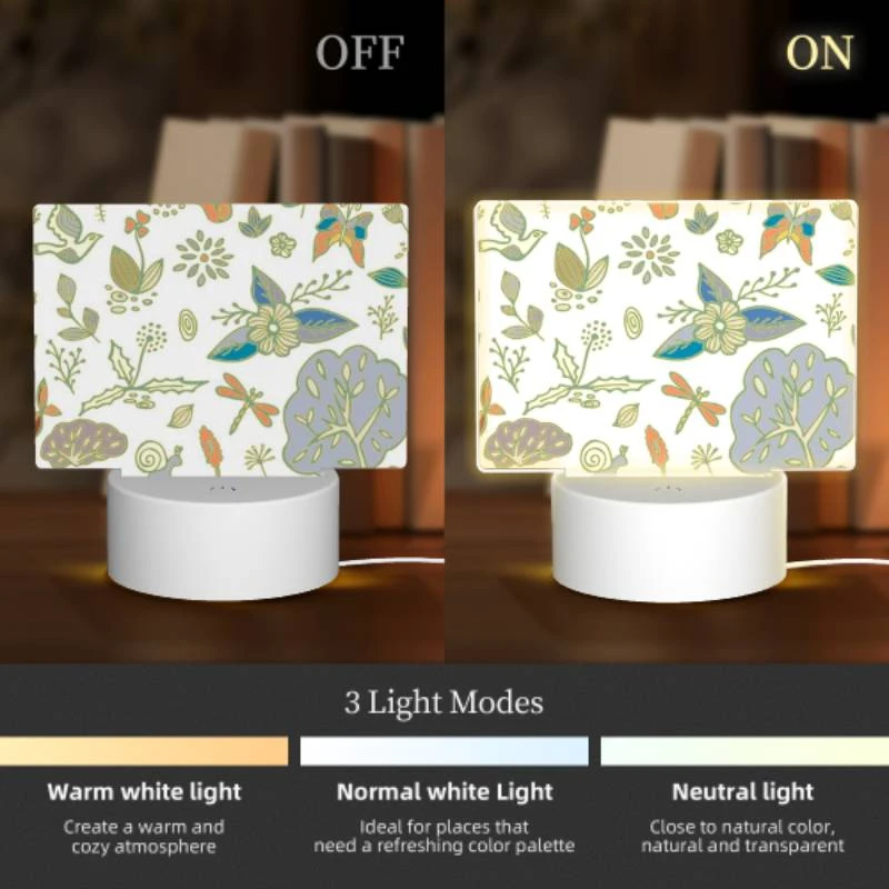 Rectangular Acrylic Night Light, A colorful floral pattern with various plants and flowers. Rectangular Acrylic Night Light, A Colorful Floral Pattern With Various Plants And Flowers. -Pattern Diy Shop 385cab2c2698c3aa76a58191f7c0c3eac2b70fdb