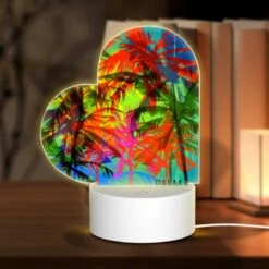 Love Acrylic Night Light, A Colorful Image Of Palm Trees With A Logo That Reads "Palm Beach."