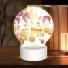Round Acrylic Night Light, A Colorful Beach Scene With Palm Trees And A Sunset.