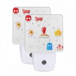 Night Light Set Of 2, A Collection Of Halloween Symbols And Images.
