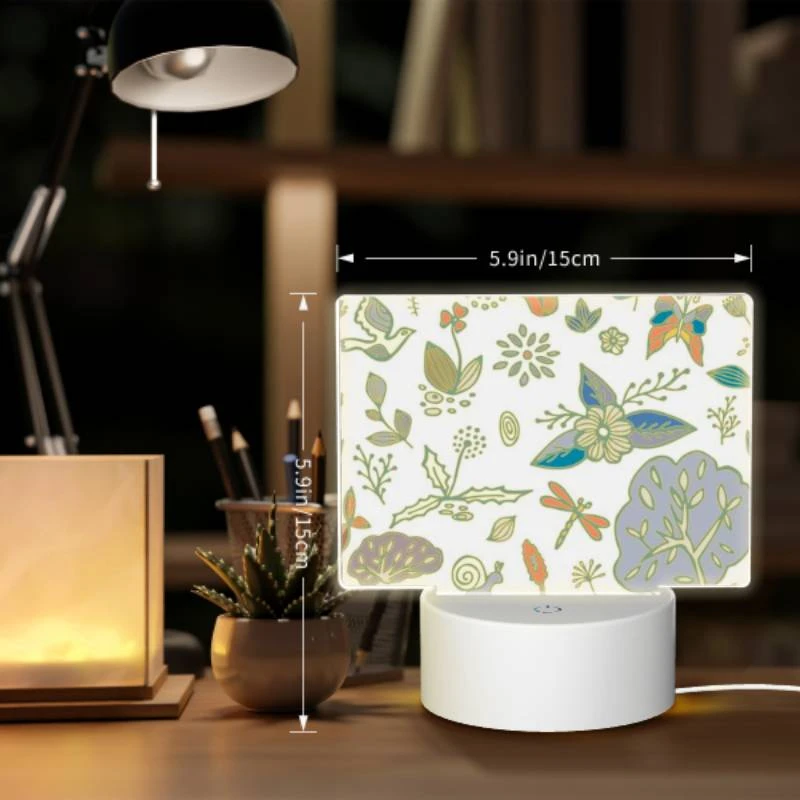 Rectangular Acrylic Night Light, A colorful floral pattern with various plants and flowers. Rectangular Acrylic Night Light, A Colorful Floral Pattern With Various Plants And Flowers. -Pattern Diy Shop 391900395336d0330d00c661cfed59b0849c450d