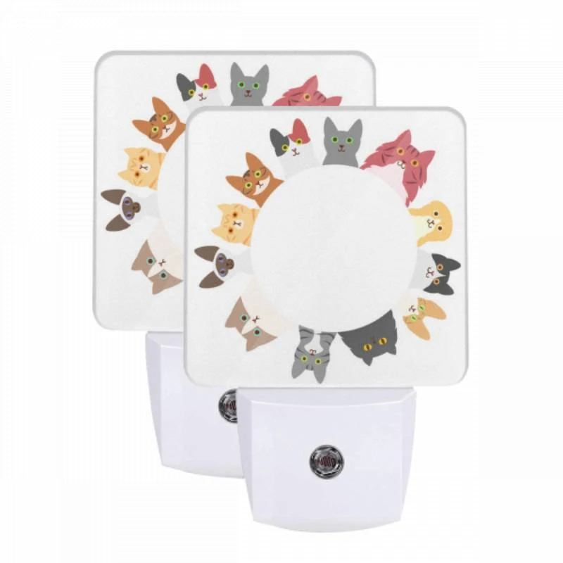 Night Light Set of 2, A circle of cats with different colors and expressions. Night Light Set Of 2, A Circle Of Cats With Different Colors And Expressions. -Pattern Diy Shop 3adbee1ea22bf08eb28a06145ddfe778e68e8c5d