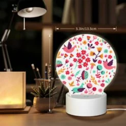 Round Acrylic Night Light, A Colorful Bird With A Flower In Its Mouth. -Pattern Diy Shop 400af10078c6600bb1e1460136660b6c1e57bef1