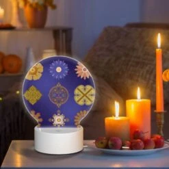 Round Acrylic Night Light, A Collection Of Six Different Flower Designs. -Pattern Diy Shop 408dbda9c1c1771eb8cfaf76d7755e2c16c18b37