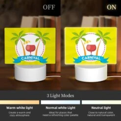 Rectangular Acrylic Night Light, A Yellow Sunny Background With A Tropical Theme -Pattern Diy Shop 418b88a0b10c37da8470b948db40a83baf401fc3