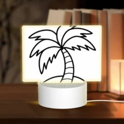 Rectangular Acrylic Night Light, A Black And White Drawing Of A Palm Tree.