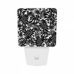 Night Light Set Of 2, A Black And White Image Of A Leafy Plant. -Pattern Diy Shop 424f663fdb8a8ddc027709c98256d1c9e88ead3e