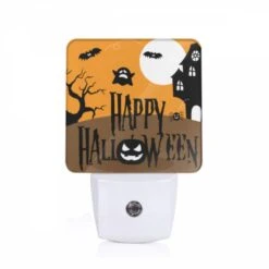 Night Light, A Halloween Poster With A House And Ghosts.