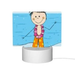 Rectangular Acrylic Night Light, A Cartoon Character Wearing A Lei And Shorts Is Standing On A Beach. -Pattern Diy Shop 43dd1d72aac98581c06690aaeae8a4408725983d