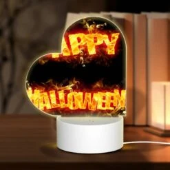 Love Acrylic Night Light, A Firey Sign That Says "Happy Halloween".
