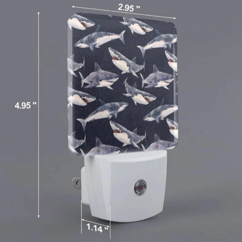 Night Light Set of 2, A pattern of sharks on a blue background. Night Light Set Of 2, A Pattern Of Sharks On A Blue Background. -Pattern Diy Shop 47a463ff7fb27b3ed8e8e4c568212fe9b16acae4
