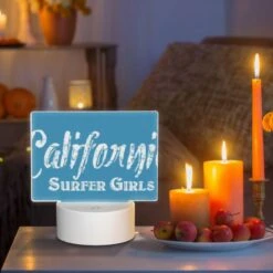 Rectangular Acrylic Night Light, A Blue Sign That Says "California Surfer Girls.". -Pattern Diy Shop 4902b4fd13af8415f636fece1950721d31251199