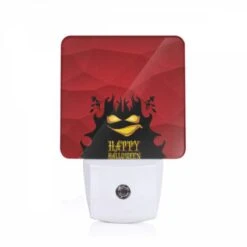 Night Light, A Red Background With A Happy Halloween Sign.