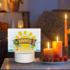 Rectangular Acrylic Night Light, A Cartoon Of A Sunny Beach With The Words "Summer" Written On It. -Pattern Diy Shop 49f0fd5321ff2b1baa87aa23c3823379ad02c3fd