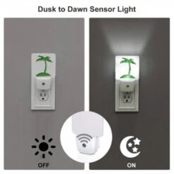 Night Light Set Of 2, A Green Palm Tree With A White Background. 2 Night Light Set Of 2, A Green Palm Tree With A White Background. -Pattern Diy Shop 4a342e753478b5c1ecd32941693dfea72e559fa6