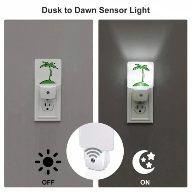 Night Light Set of 2, A green palm tree with a white background. Night Light Set Of 2, A Green Palm Tree With A White Background. -Pattern Diy Shop 4a342e753478b5c1ecd32941693dfea72e559fa6