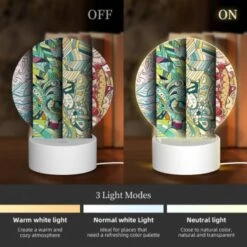 Round Acrylic Night Light, Three Colorful Paintings Are Displayed Side By Side. -Pattern Diy Shop 4b79dcbbd76a4fd3b2ed5a9b5af3b7038a3deab3