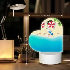 Love Acrylic Night Light, A Red And White Umbrella Is Laying On The Beach. -Pattern Diy Shop 4bc72f4a4e1140783066ce52fd81ef457d70f705