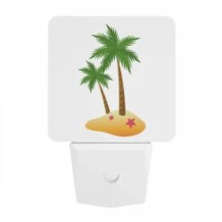 Night Light, A Green Palm Tree On A Sandy Beach. -Pattern Diy Shop 4ea3ba5bc3e5bc6ea5729924f06250b4c97e1576