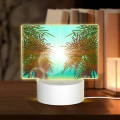 Rectangular Acrylic Night Light, A Sunset With Two Palm Trees In The Foreground.