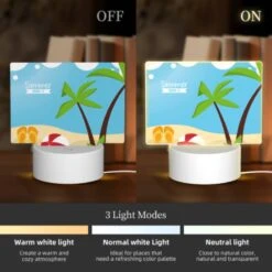 Rectangular Acrylic Night Light, A Beach Scene With A Red And White Ball 2 Rectangular Acrylic Night Light, A Beach Scene With A Red And White Ball -Pattern Diy Shop 51f8bfe4147c993ae8fe9d529ecddc2a3501c039