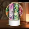 Round Acrylic Night Light, Four Different Colored Designs Of A Face.