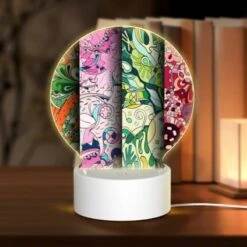 Round Acrylic Night Light, Four Different Colored Designs Of A Face.