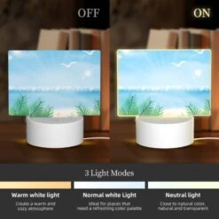Rectangular Acrylic Night Light, A Sunny Day At The Beach With A Few Birds Flying Overhead. 2 Rectangular Acrylic Night Light, A Sunny Day At The Beach With A Few Birds Flying Overhead. -Pattern Diy Shop 552beb70c7b8927ebd7afbdcdd87b5ea25c2850e