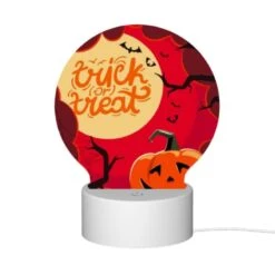 Round Acrylic Night Light, A Halloween Themed Poster With A Pumpkin And A Spider Web. -Pattern Diy Shop 55337362759901133f5bee57b6b70653358108c6