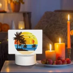 Rectangular Acrylic Night Light, A Sunset With Palm Trees And Birds. -Pattern Diy Shop 55bca51aeeb75b4696aa0f7b4274b83196c70de0