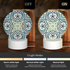 Round Acrylic Night Light, A Blue And White Patterned Design. 2 Round Acrylic Night Light, A Blue And White Patterned Design. -Pattern Diy Shop 56ae25a4e858fceb9f4d7adb75b35955817ba8f3