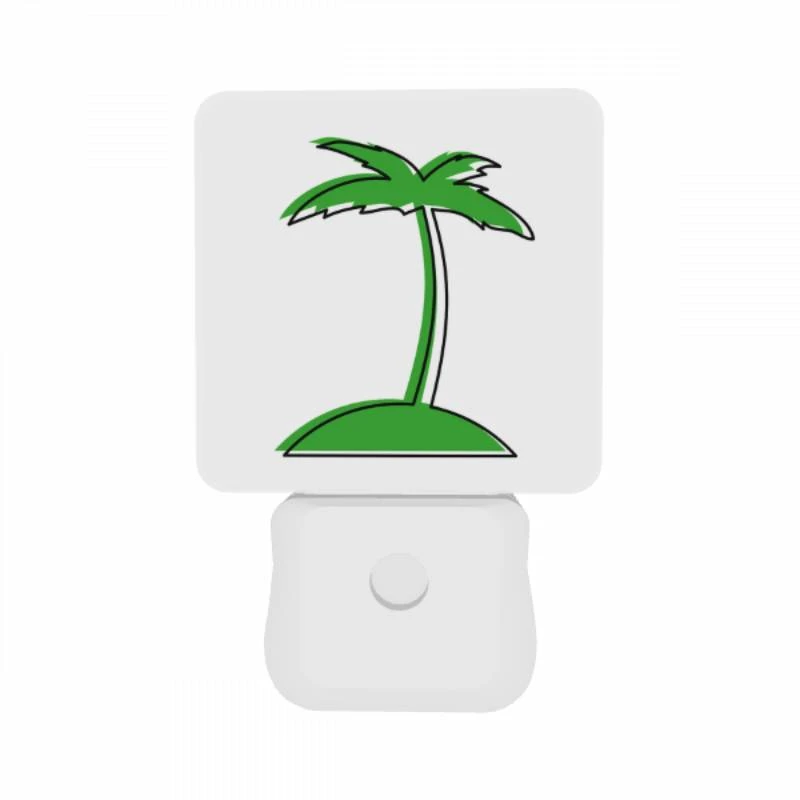 Night Light Set of 2, A green palm tree with a white background. Night Light Set Of 2, A Green Palm Tree With A White Background. -Pattern Diy Shop 56d8eacb14ab7c79bff550da58ef9351e380b19a