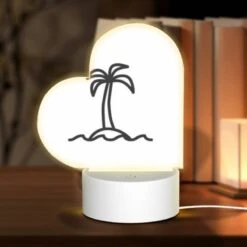 Love Acrylic Night Light, A Black And White Drawing Of A Palm Tree.
