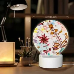 Round Acrylic Night Light, A Colorful Flower Arrangement With A Butterfly And A Bee. -Pattern Diy Shop 58e2a0c3d6fe769faa6ebdb6b5b2ead20931abc7