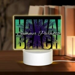 Rectangular Acrylic Night Light, A Colorful Advertisement For A Hawaiian Beach.