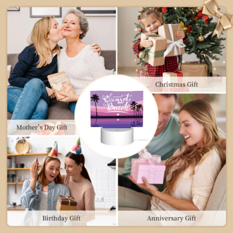 Rectangular Acrylic Night Light, A sunset beach sign with a moon in the background. Rectangular Acrylic Night Light, A Sunset Beach Sign With A Moon In The Background. -Pattern Diy Shop 5b830dc8fbffc3b66be73e81f78f3b91e2675be1