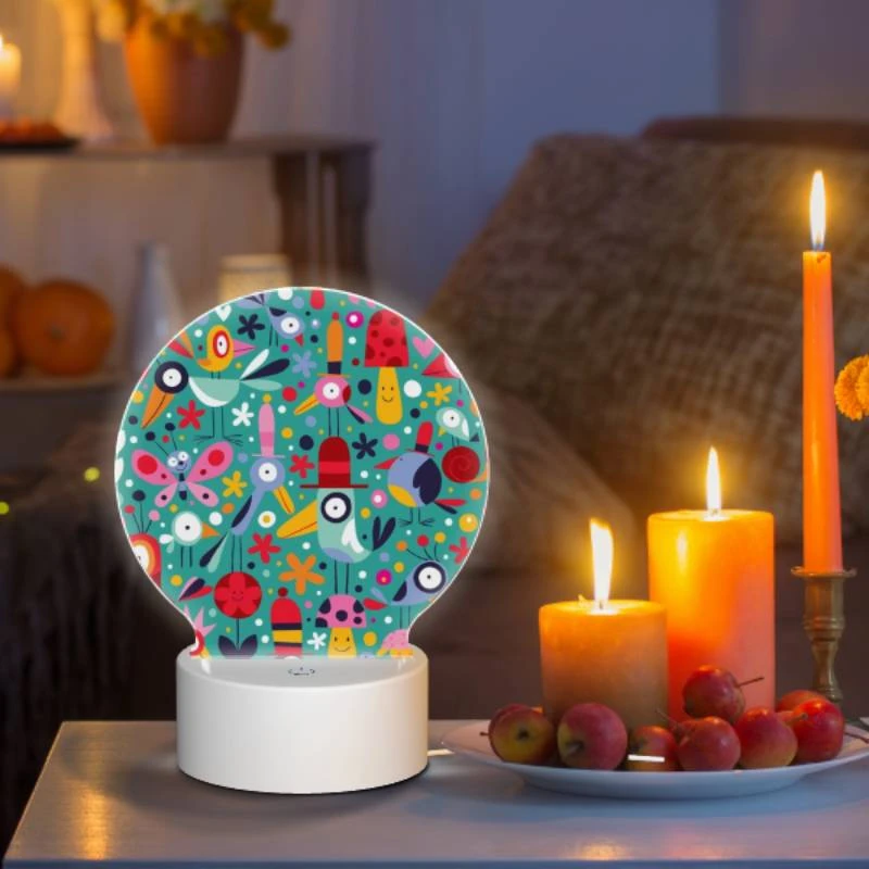 Round Acrylic Night Light, A colorful and vibrant image of birds and flowers. Round Acrylic Night Light, A Colorful And Vibrant Image Of Birds And Flowers. -Pattern Diy Shop 5d621c4d01fa0334c010595e2436f0e5e8c41fbd