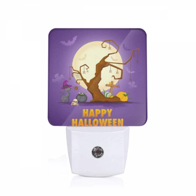 Night Light, A tree with Halloween decorations and a banner that says "Happy Halloween." Night Light, A Tree With Halloween Decorations And A Banner That Says "Happy Halloween." -Pattern Diy Shop 5e999ee08731db7a3889b88620d89094b2792b35