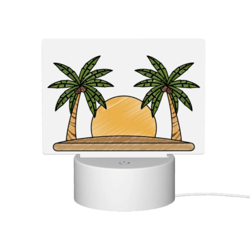 Rectangular Acrylic Night Light, A drawing of a sun with two palm trees on either side. Rectangular Acrylic Night Light, A Drawing Of A Sun With Two Palm Trees On Either Side. -Pattern Diy Shop 5f4cc821e8890c7e0520c794d13a2aaf2b52a4c4