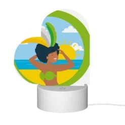 Love Acrylic Night Light, A Woman Wearing A Grass Skirt And A Sun Hat Is Standing On A Beach. -Pattern Diy Shop 5f9580d57eabd02367c82f076b53338259725b73