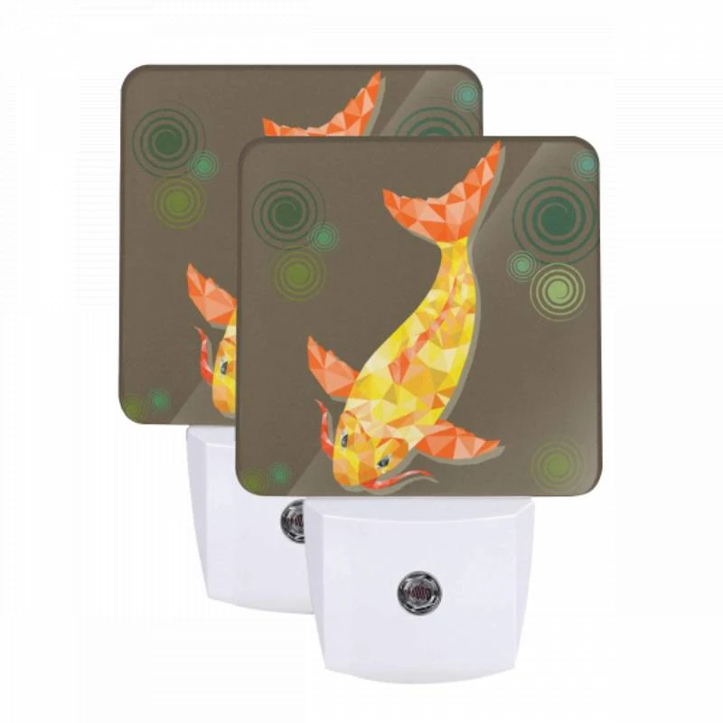 Night Light Set of 2, A yellow fish with a red mouth and orange fins swimming in the water. Night Light Set Of 2, A Yellow Fish With A Red Mouth And Orange Fins Swimming In The Water. -Pattern Diy Shop 5fefaa6358bf2aeacd33cdd7e37296c36882fc5b