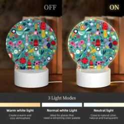 Round Acrylic Night Light, A Colorful And Vibrant Image Of Birds And Flowers. 2 Round Acrylic Night Light, A Colorful And Vibrant Image Of Birds And Flowers. -Pattern Diy Shop 644446e38e792bde055cb07e87455b58ab67cee9